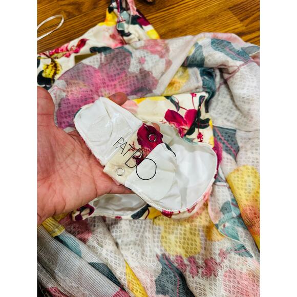 PatBO Hibiscus Neutral floral-print one-shoulder Sundress NWT SZ 4 - Picture 11 of 14